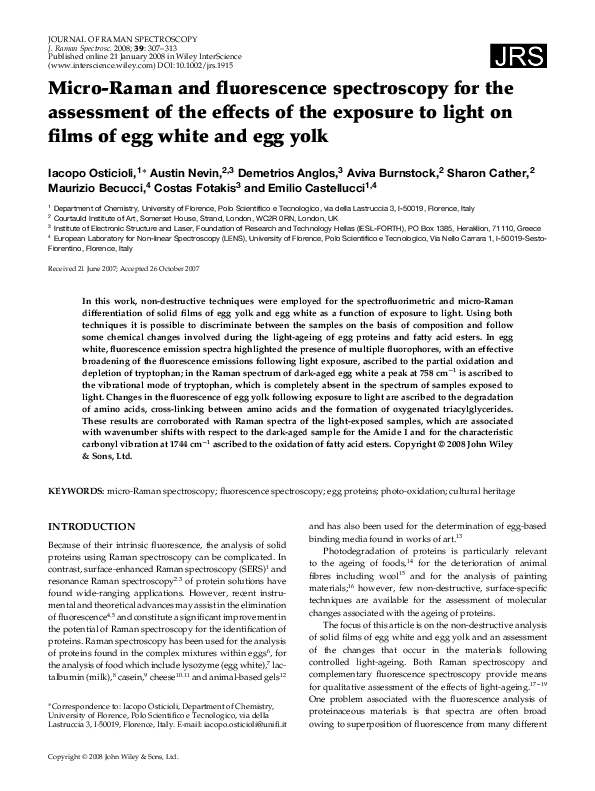 (PDF) MicroRaman and fluorescence spectroscopy for the assessment of