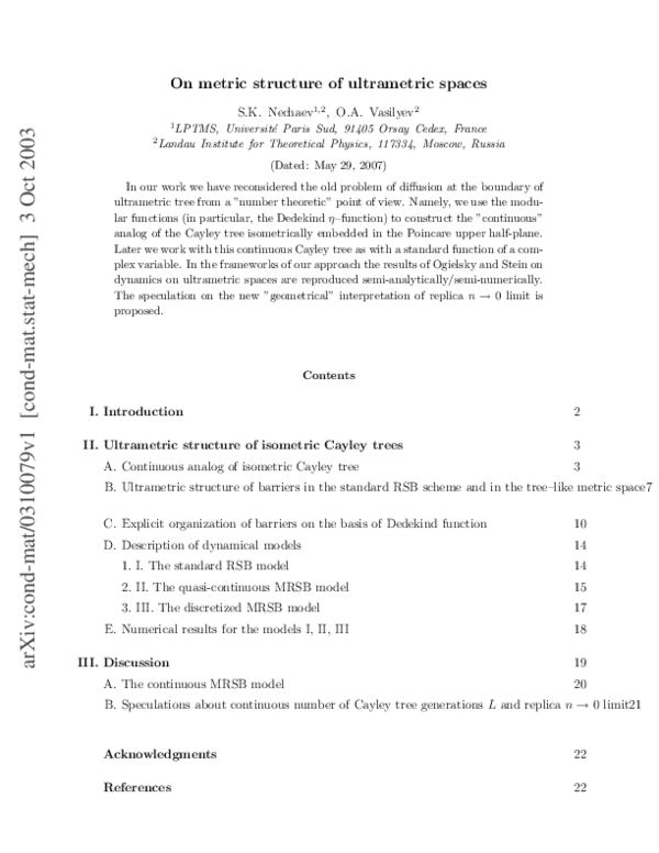 (PDF) On metric structure of ultrametric spaces