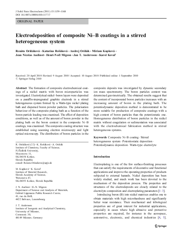 (PDF) Electrodeposition of composite Ni–B coatings in a stirred ...