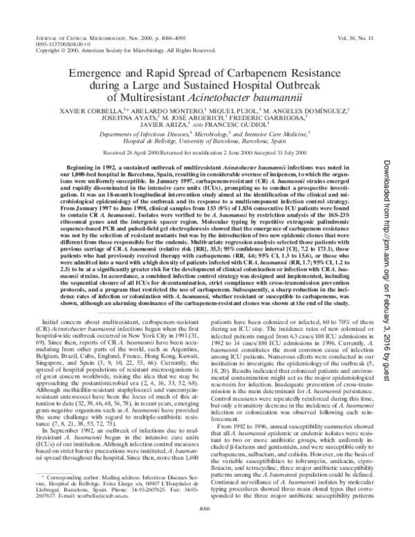 (PDF) Emergence and rapid spread of carbapenem resistance during a ...