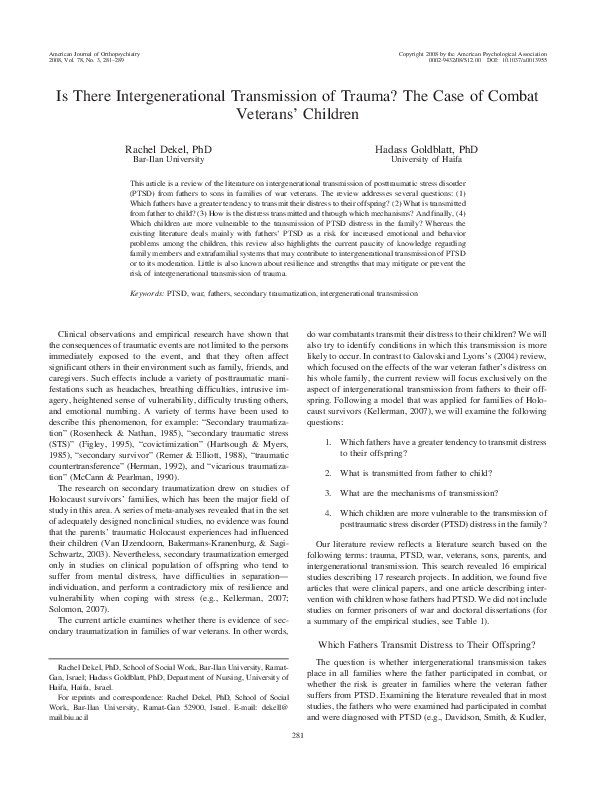 (PDF) Is there intergenerational transmission of trauma? The case of ...
