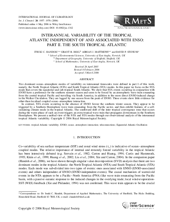 (PDF) Interannual variability of the Tropical Atlantic independent of ...