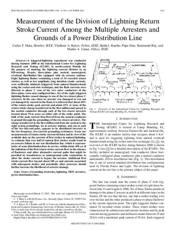 (PDF) Measurement of the Division of Lightning Return Stroke Current ...