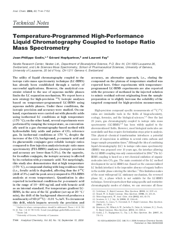 (PDF) TemperatureProgrammed HighPerformance Liquid Chromatography