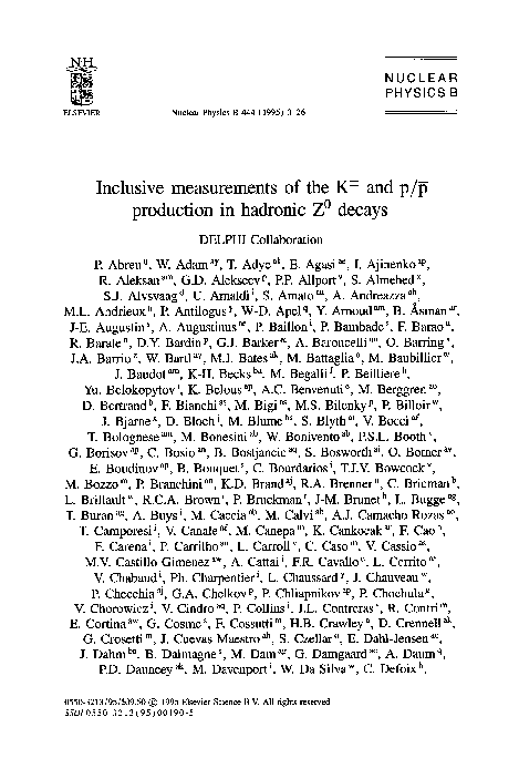 (PDF) Inclusive measurements of the production in hadronic Z0 decays