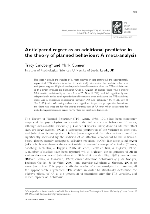 (PDF) Anticipated regret as an additional predictor in the theory of ...