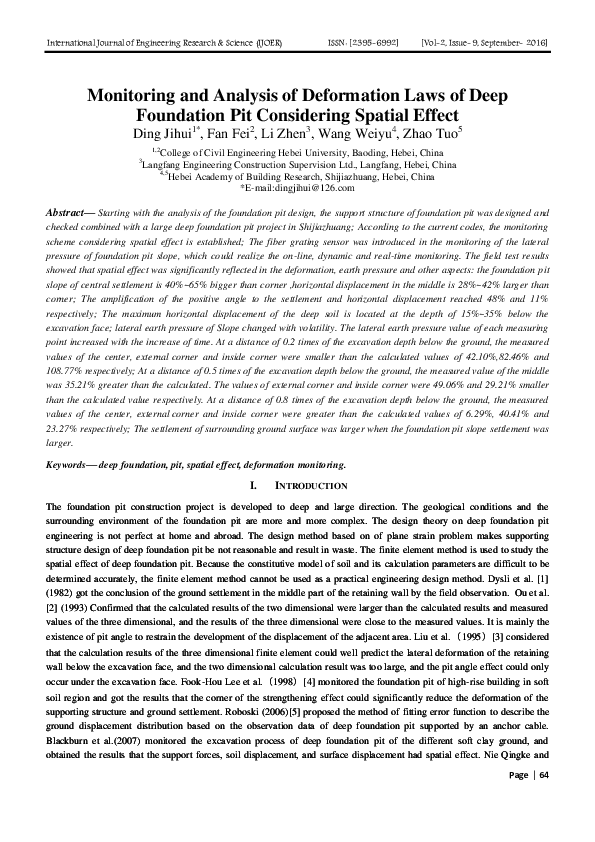 (PDF) Monitoring and Analysis of Deformation Laws of Deep Foundation ...