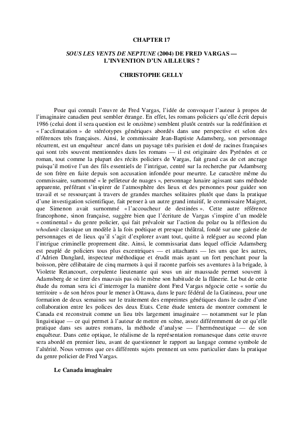 (PDF) Sous les Vents de Neptune (2004) de Fred Vargas — L'invention d