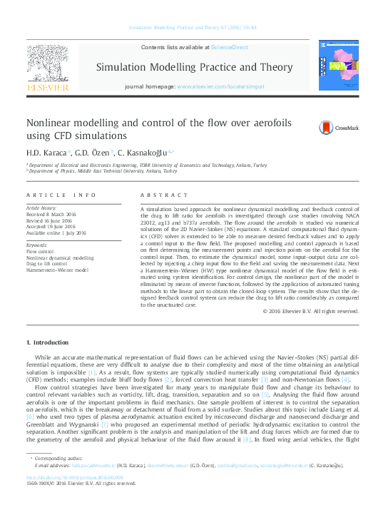 (PDF) Nonlinear modelling and control of the flow over aerofoils using ...
