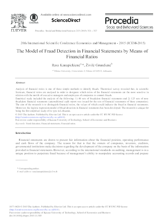 (PDF) The Model of Fraud Detection in Financial Statements by Means of ...