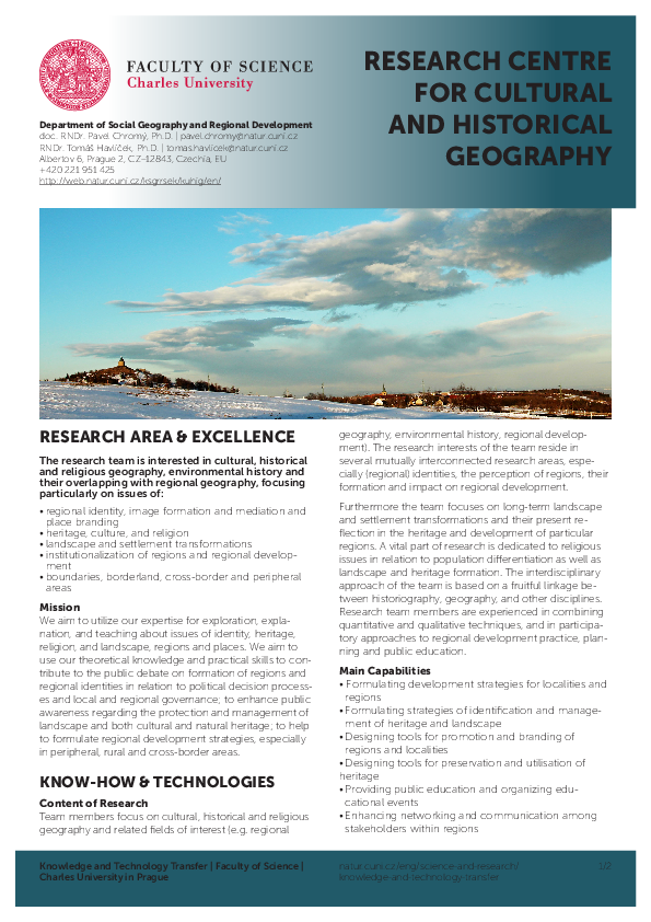 (PDF) Research Centre for Cultural and Historical Geography Pavel