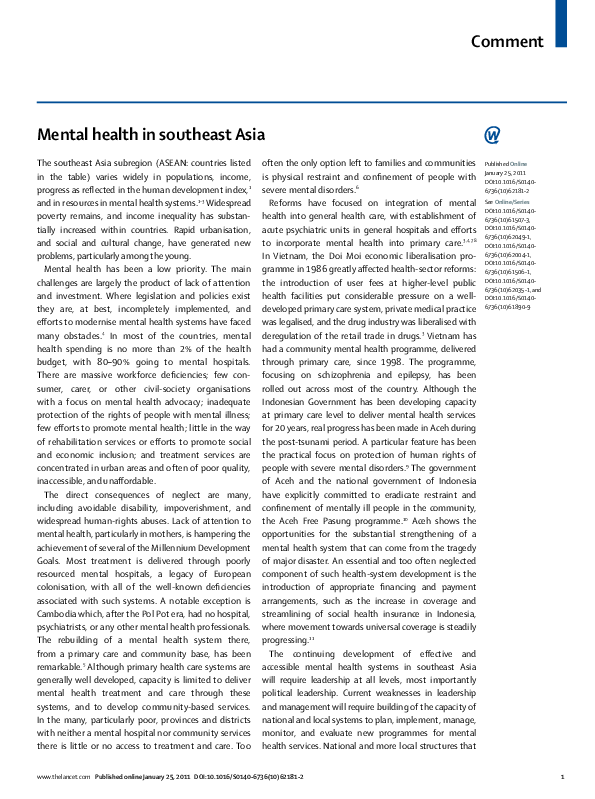 (PDF) Mental health in southeast Asia | Nguyen Van Tuan - Academia.edu
