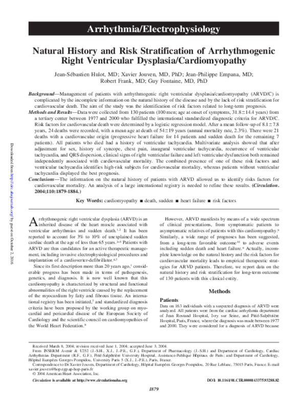 (PDF) Natural History and Risk Stratification of Arrhythmogenic Right ...