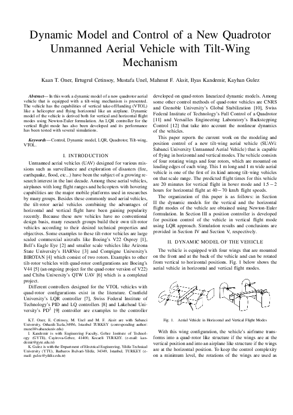 (PDF) Dynamic Model and Control of a New Quadrotor Unmanned Aerial ...