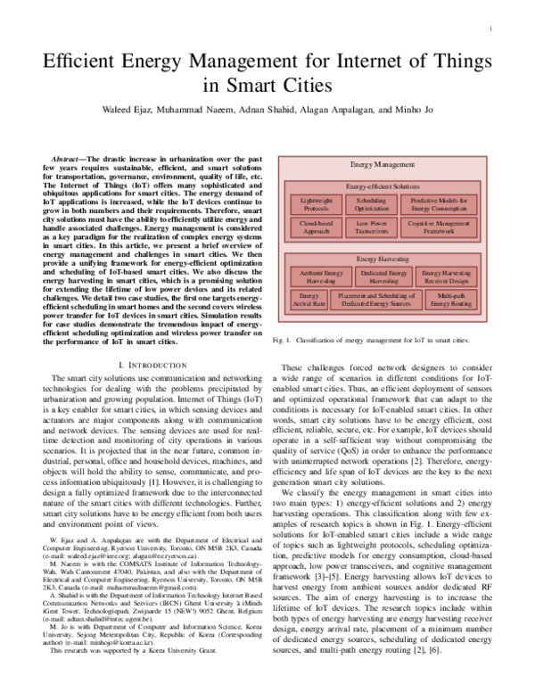 (PDF) Efficient Energy Management for Internet of Things in Smart Cities