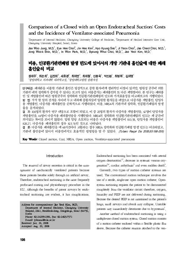 (PDF) Comparison of a Closed with an Open Endotracheal Suction: Costs ...