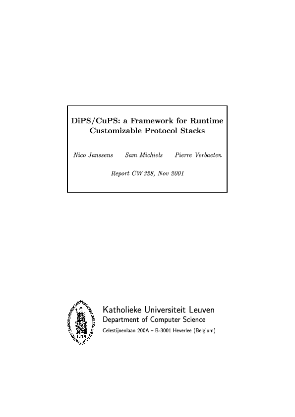(PDF) DiPS/CuPS: a Framework for Runtime Customizable Protocol Stacks