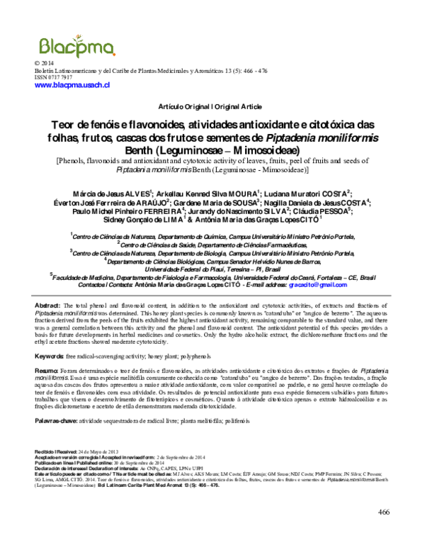 (PDF) Phenols, flavonoids and antioxidant and cytotoxic activity of ...