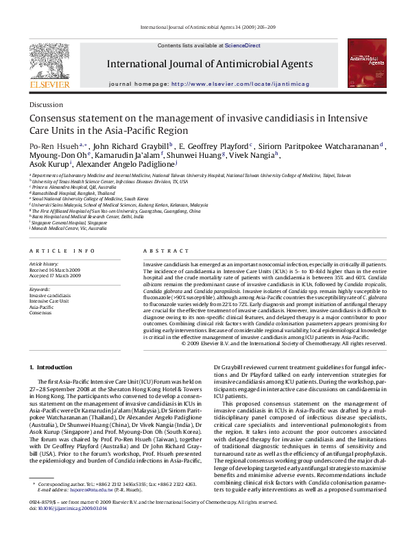 (PDF) Consensus statement on the management of invasive candidiasis in ...