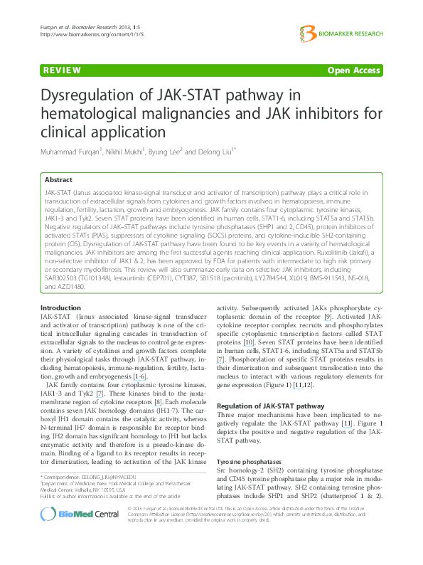(PDF) Dysregulation of JAK-STAT pathway in hematological malignancies ...