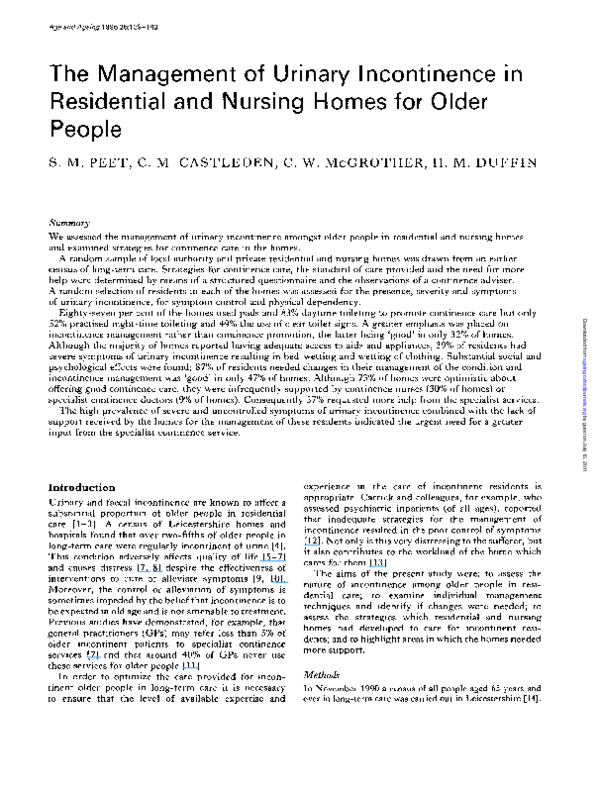 (PDF) The Management of Urinary Incontinence in Residential and Nursing ...