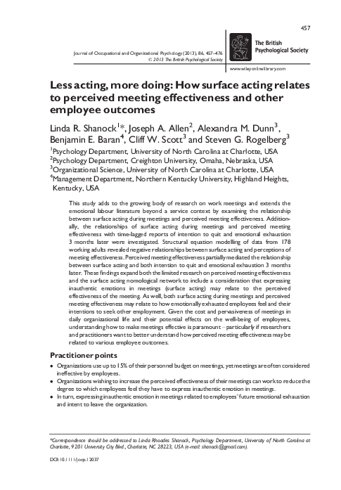 (PDF) Less acting, more doing: Perceived organizational support’s ...