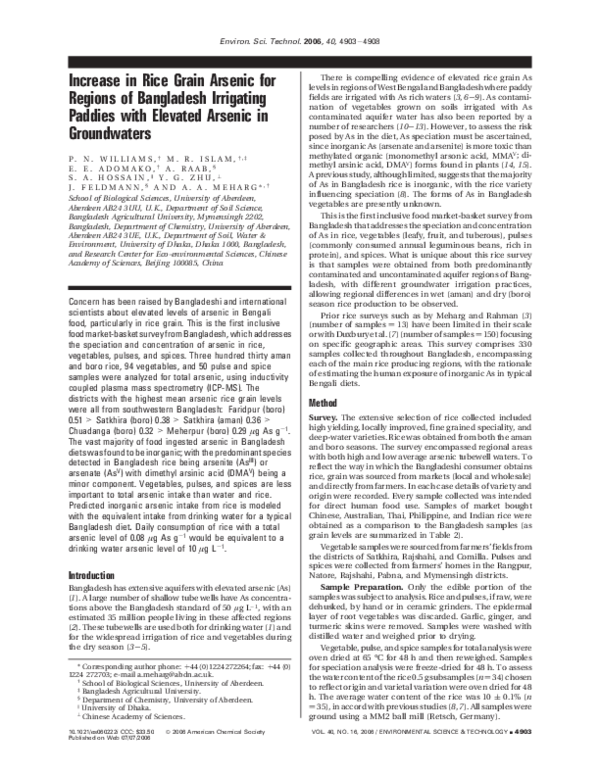 (PDF) Increase in Rice Grain Arsenic for Regions of Bangladesh