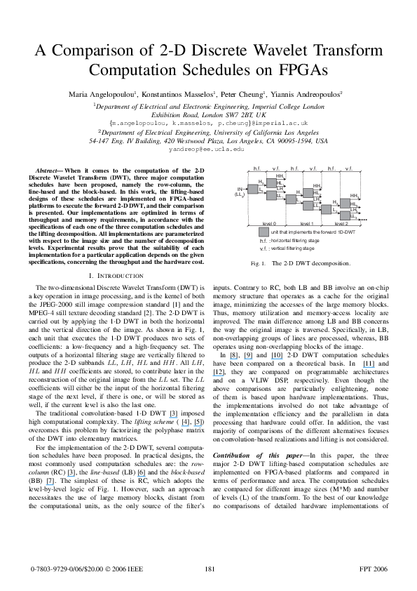 (PDF) A comparison of 2-D discrete wavelet transform computation ...