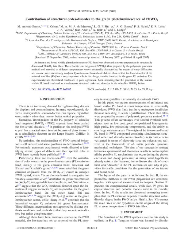(PDF) Contribution of structural order-disorder to the green ...