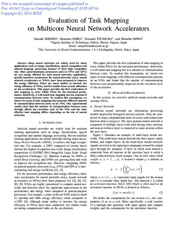 (PDF) Evaluation of Task Mapping on Multicore Neural Network Accelerators