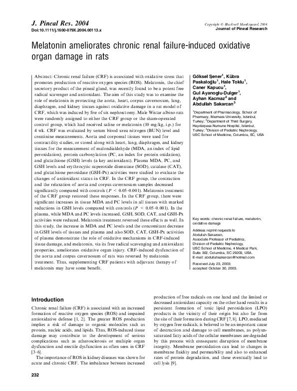 (PDF) Melatonin ameliorates chronic renal failure-induced oxidative ...