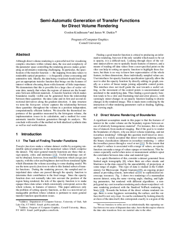 (PDF) Semi-automatic generation of transfer functions for direct volume ...