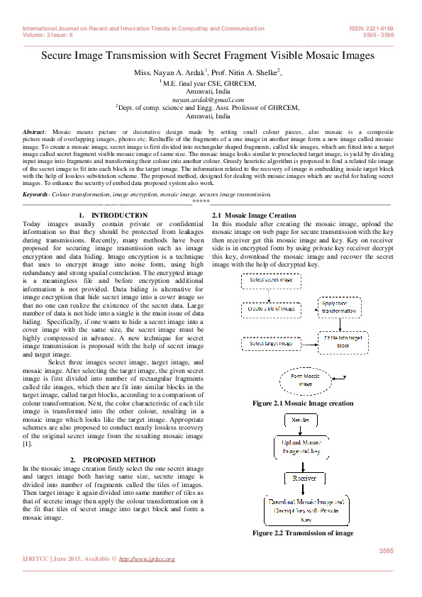 (PDF) Secure Image Transmission with Secret Fragment Visible Mosaic Images