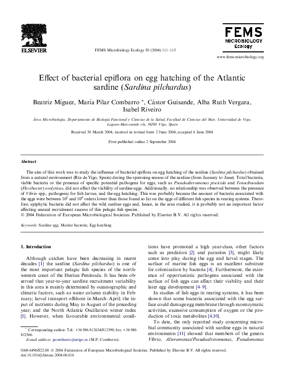 (PDF) Effect of bacterial epiflora on egg hatching of the Atlantic ...
