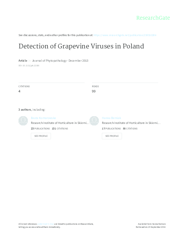 (PDF) Detection of Grapevine Viruses in Poland