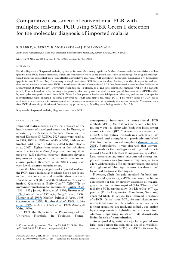 (PDF) Comparative assessment of conventional PCR with multiplex real ...