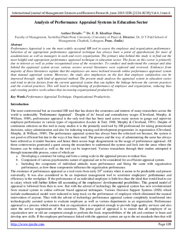 (PDF) Analysis of Performance Appraisal Systems in Education Sector