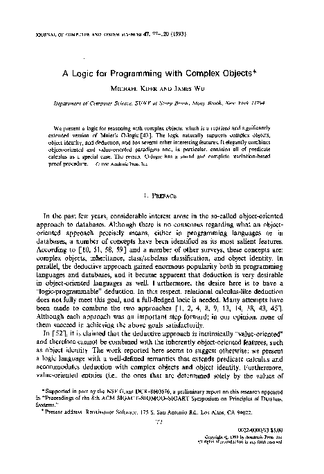 (PDF) A Logic Programming with Complex Objects