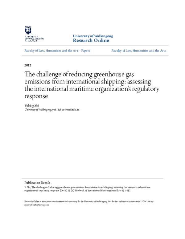 (PDF) The Challenge of Reducing Greenhouse Gas Emissions from ...