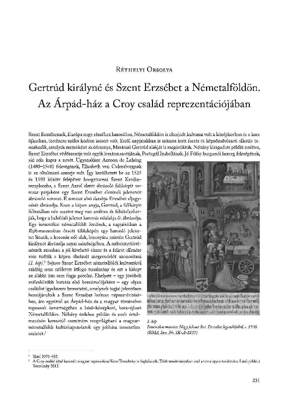 (PDF) Gertrúd királyné és Szent Erzsébet a Németalföldön. Az Arpád-ház ...