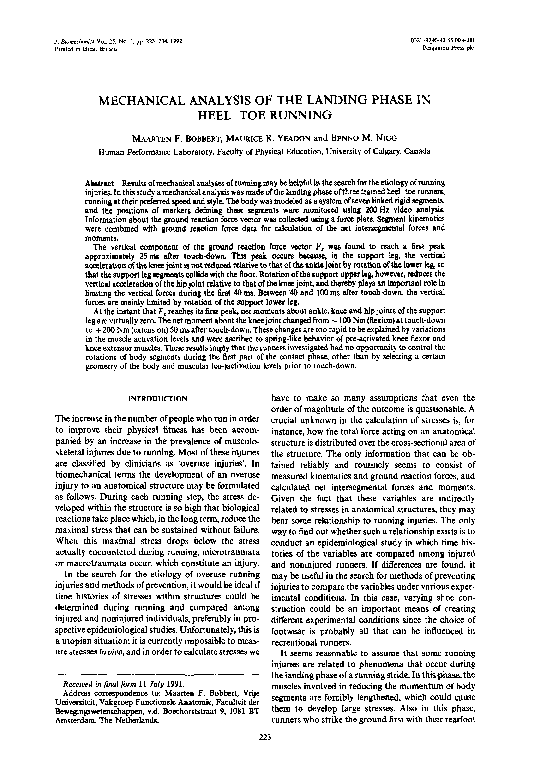 PDF) Mechanical analysis of the landing phase in heel-toe