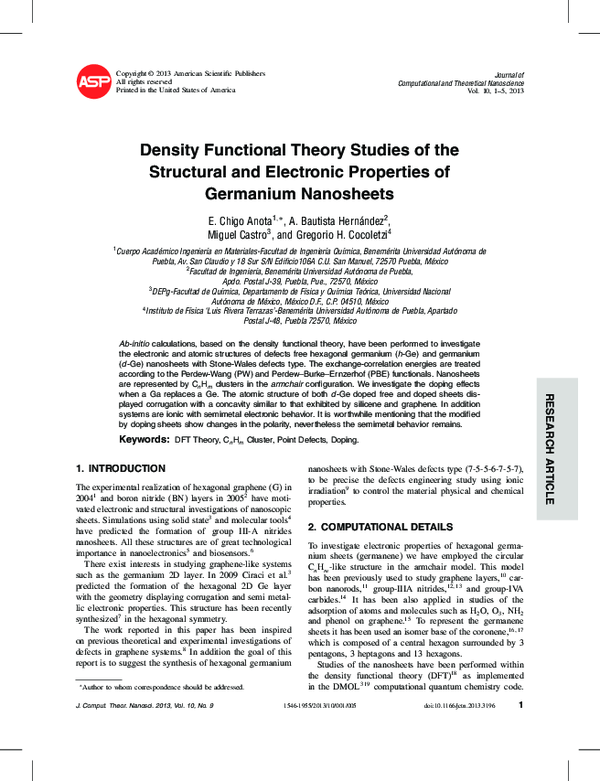 (PDF) Density functional theory studies of the structure and electronic ...