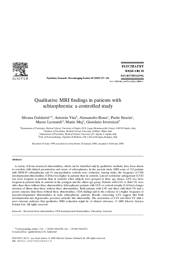 (PDF) Qualitative MRI findings in patients with schizophrenia: a ...