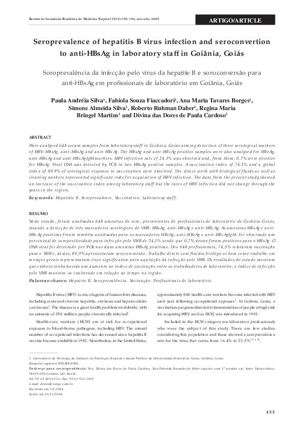 (PDF) Seroprevalence of hepatitis B virus infection in individuals with ...