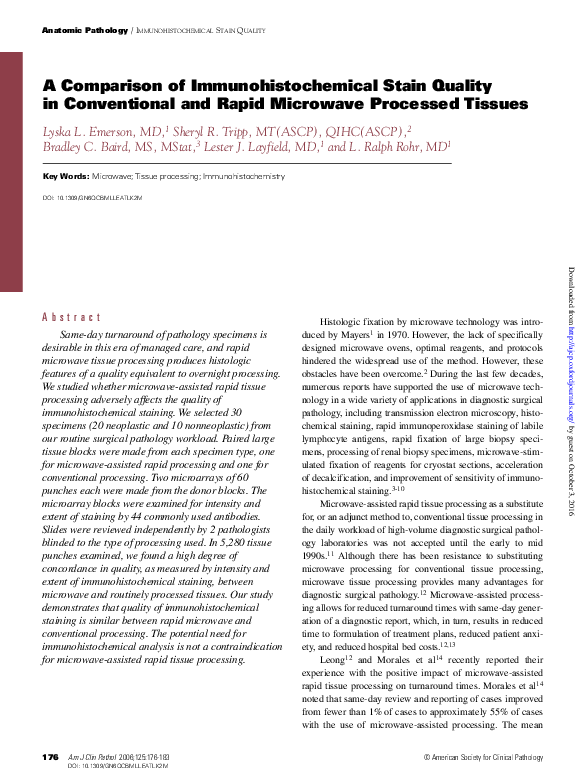 (PDF) A Comparison of Immunohistochemical Stain Quality in Conventional ...