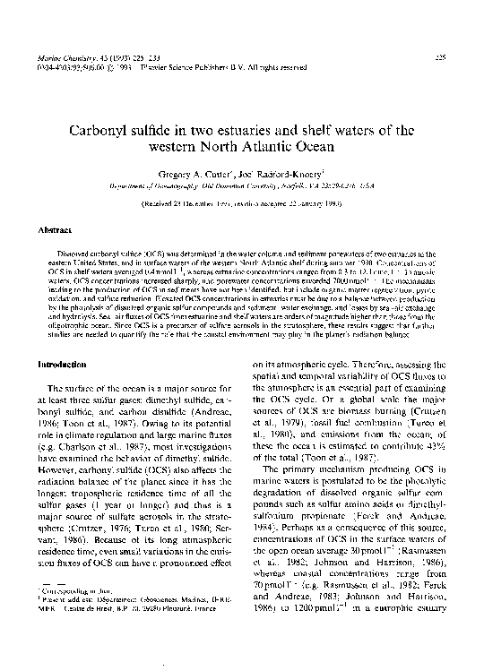 (PDF) Rates and mechanisms for the hydrolysis of carbonyl sulfide in ...