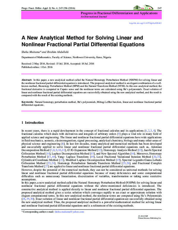 (PDF) A New Analytical Method for Solving Linear and Nonlinear ...