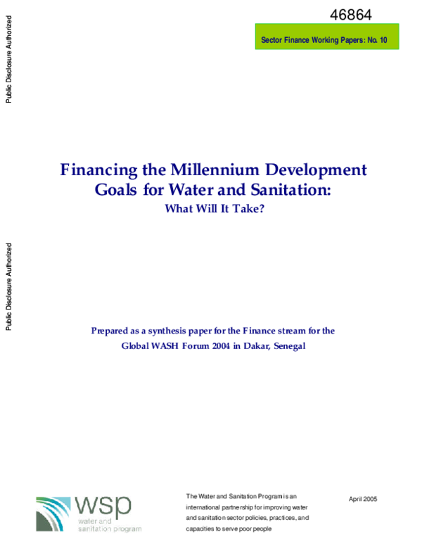(PDF) Financing the Millennium Development Goals for Water and ...