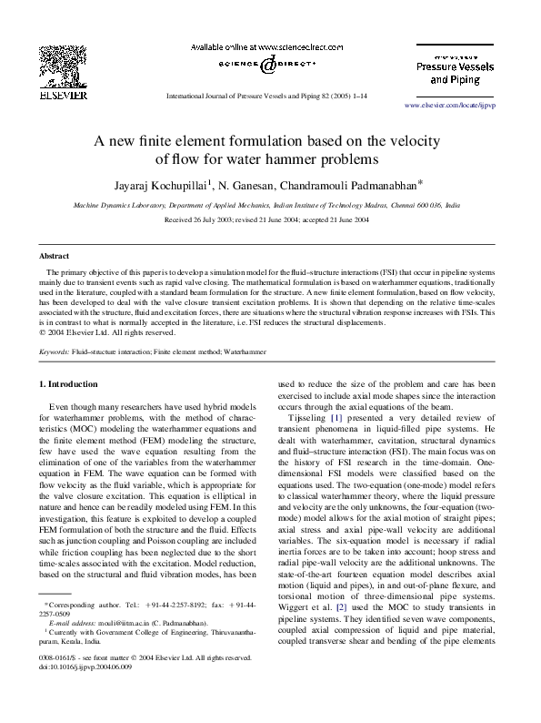 (PDF) A new finite element formulation based on the velocity of flow ...