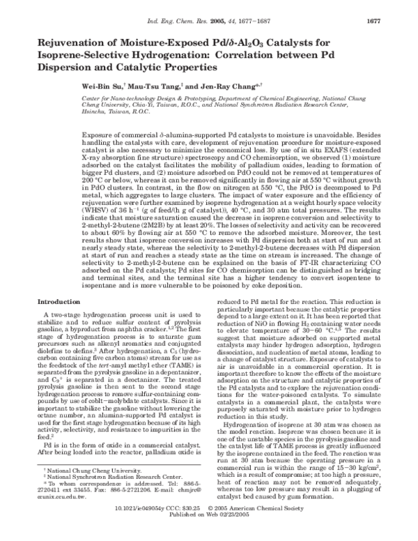 (PDF) Rejuvenation of MoistureExposed Pd/δAl 2 O 3 Catalysts for